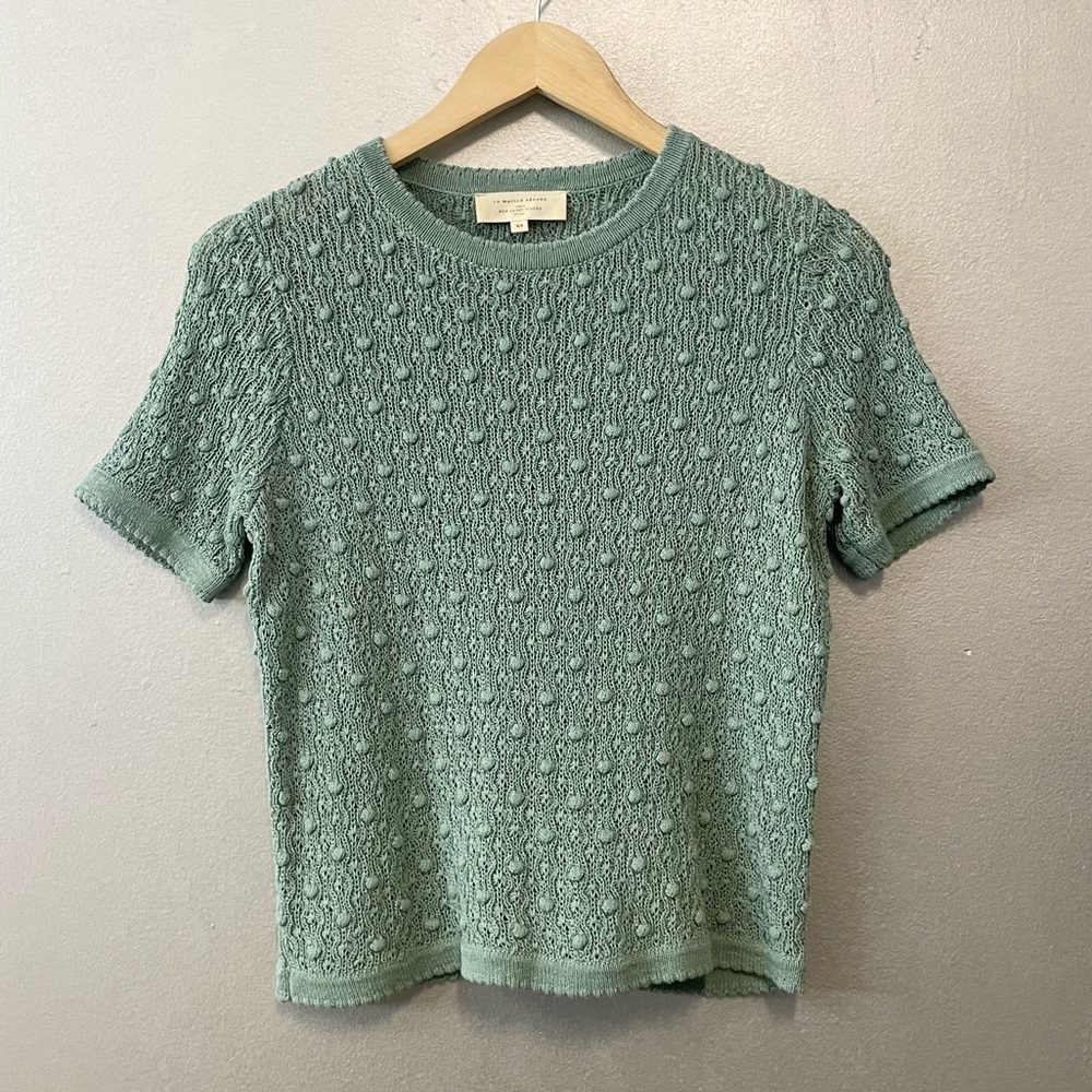 Sezane Marceau Knit Jumper Top Light Sage Green Womens Size XS Stretchy